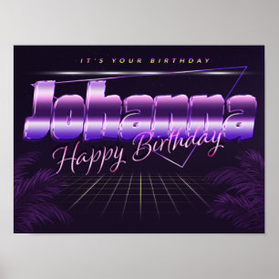 Johanna Name Vorname lila retro Poster Geburtstag
