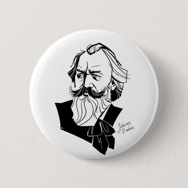 Johannes Brahms 6 Cm Round Badge (Front)