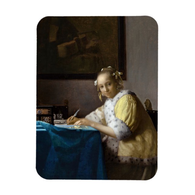 Johannes Vermeer - A Lady writing a Letter Magnet (Vertical)