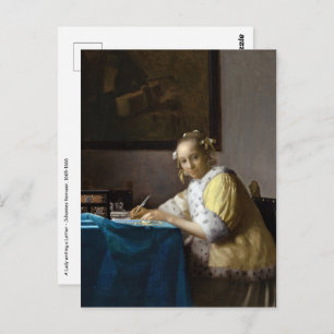 Johannes Vermeer - A Lady writing a Letter Postcard