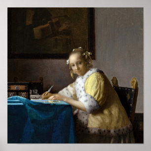 Johannes Vermeer - A Lady writing a Letter Poster
