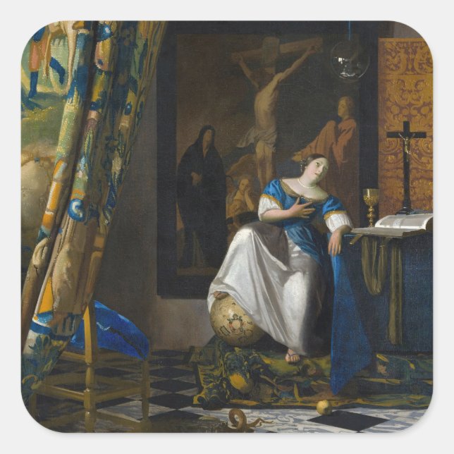 Johannes Vermeer - Allegory of Faith Square Sticker (Front)