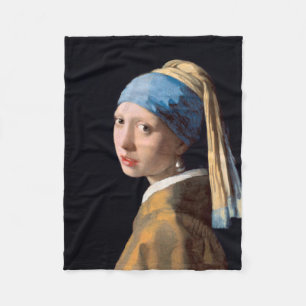 JOHANNES VERMEER - Girl with a pearl earring 1665 Fleece Blanket