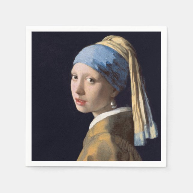 JOHANNES VERMEER - Girl with a pearl earring 1665 Napkin (Front)
