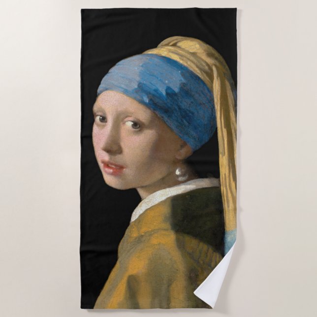Johannes Vermeer - Girl with a Pearl Earring Beach Towel (Front)
