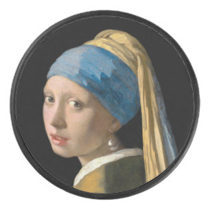 Johannes Vermeer - Girl with a Pearl Earring Hockey Puck