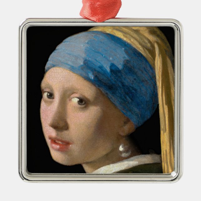 Johannes Vermeer - Girl with a Pearl Earring Metal Tree Decoration (Front)