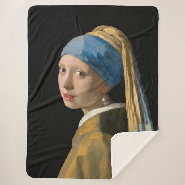 Johannes Vermeer - Girl with a Pearl Earring Sherpa Blanket (Front)