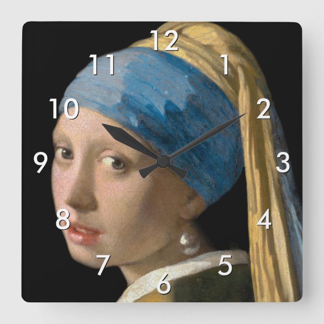 Johannes Vermeer - Girl with a Pearl Earring Square Wall Clock (Front)