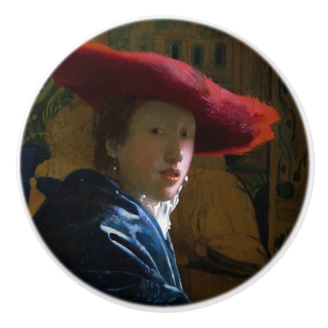 Johannes Vermeer - Girl with a Red Hat Ceramic Knob (Front)