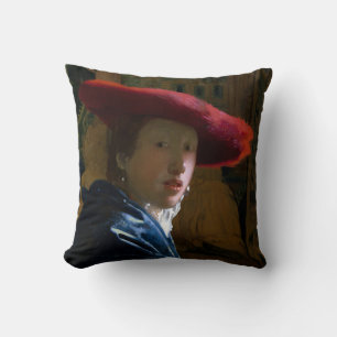 Johannes Vermeer - Girl with a Red Hat Cushion