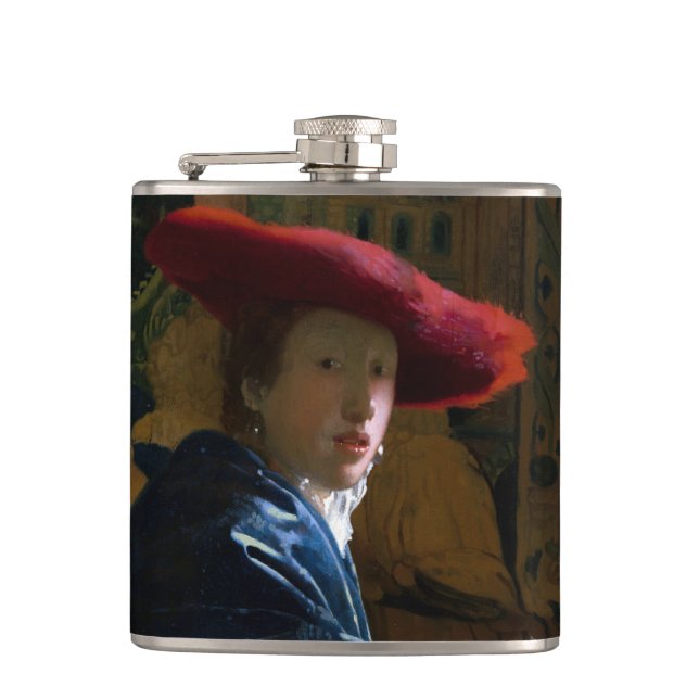 Johannes Vermeer - Girl with a Red Hat Hip Flask (Front)