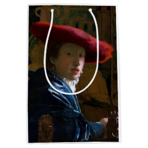 Johannes Vermeer - Girl with a Red Hat Medium Gift Bag