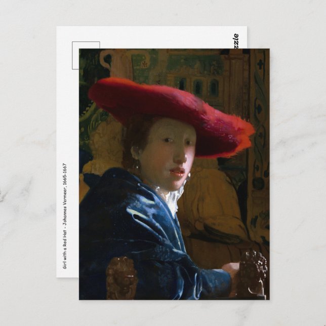Johannes Vermeer - Girl with a Red Hat Postcard (Front/Back)