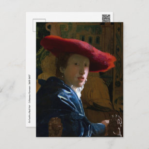 Johannes Vermeer - Girl with a Red Hat Postcard