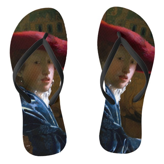 Johannes Vermeer - Girl with a Red Hat Window Clin Jandals (Footbed)
