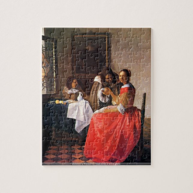 Johannes Vermeer - Girl with a wine glass puzzle (Vertical)