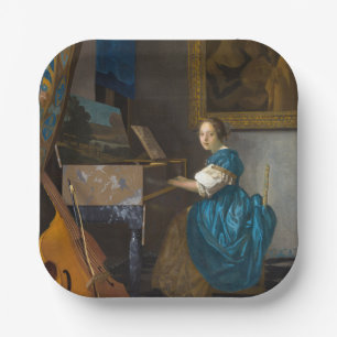 Johannes Vermeer - Lady Seated at a Virginal Paper Plate