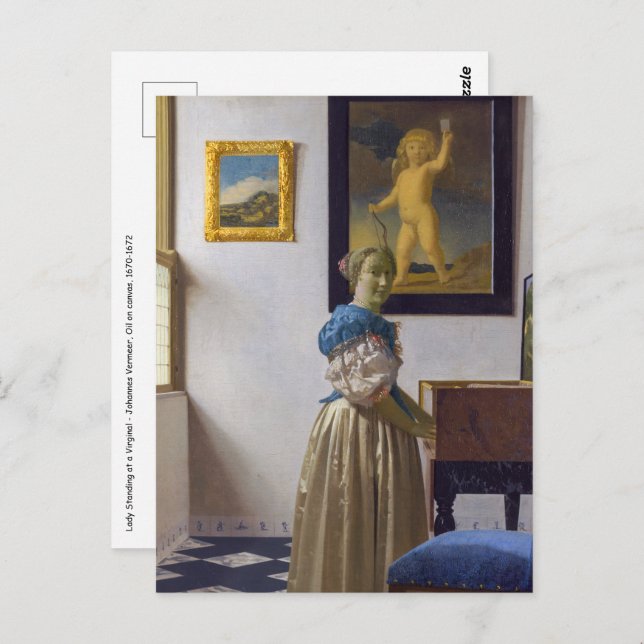 Johannes Vermeer - Lady Standing at a Virginal Postcard (Front/Back)