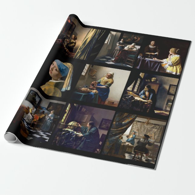 Johannes Vermeer - Masterpieces Mosaic Wrapping Paper (Unrolled)