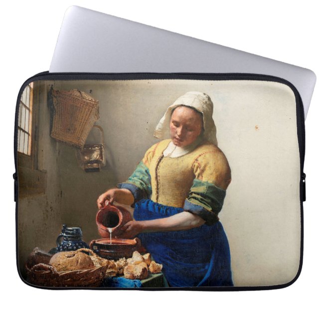 Johannes Vermeer Milkmaid. Vintage fine art Laptop Sleeve (Front)