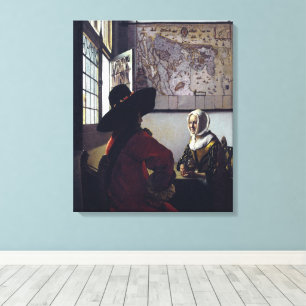 Johannes Vermeer, Officer And Laughing Girl Canvas Print