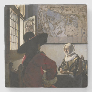 Johannes Vermeer - Officer with a Laughing Girl Stone Coaster