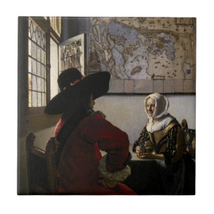Johannes Vermeer - Officer with a Laughing Girl Tile