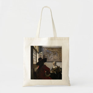 Johannes Vermeer - Officer with a Laughing Girl Tote Bag