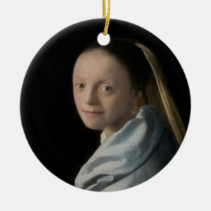 Johannes Vermeer - Study of a Young Woman Ceramic Tree Decoration