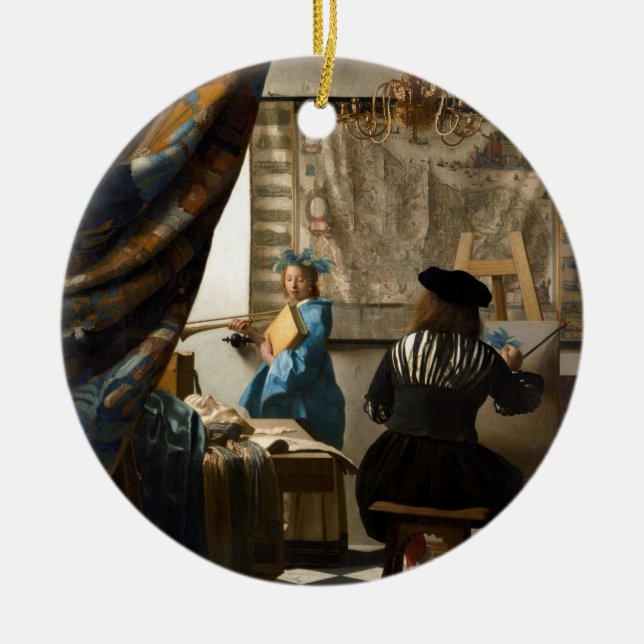 Johannes Vermeer - The Allegory of Painting Ceramic Tree Decoration (Front)