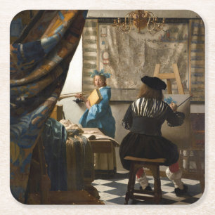 Johannes Vermeer - The Allegory of Painting Square Paper Coaster