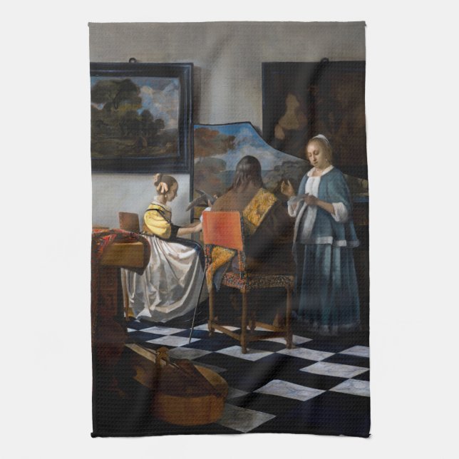 Johannes Vermeer - The Concert Tea Towel (Vertical)