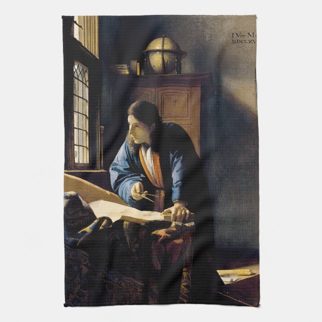 Johannes Vermeer - The Geographer Tea Towel (Vertical)