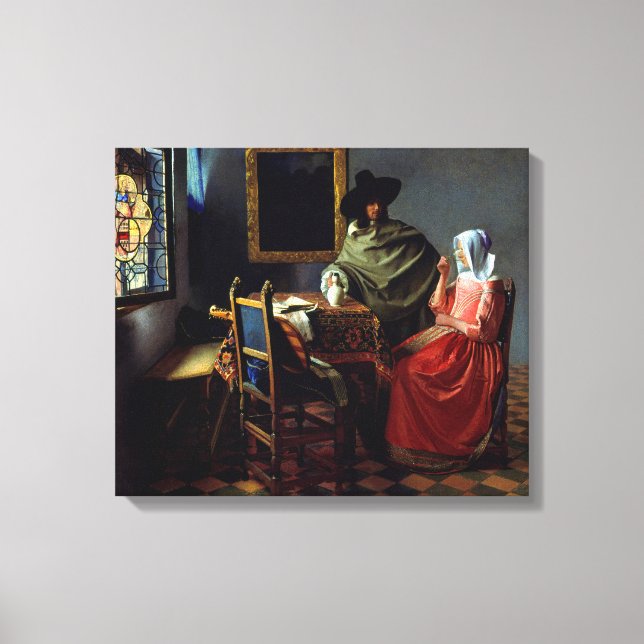 Johannes Vermeer - The Glass of Wine Canvas Print (Front)