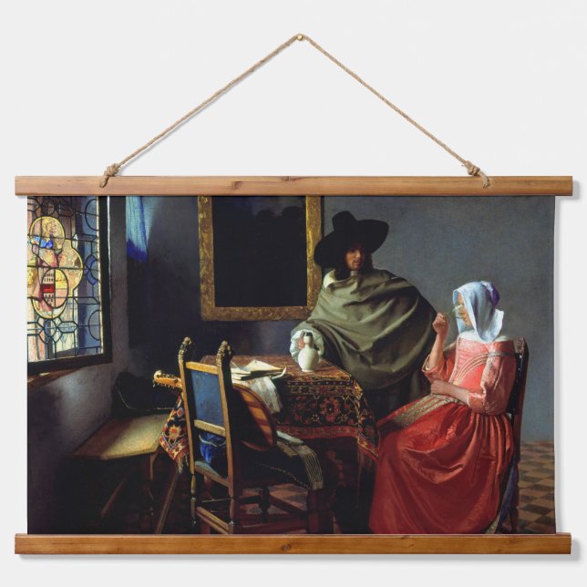 Johannes Vermeer - The Glass of Wine Hanging Tapestry (Front)