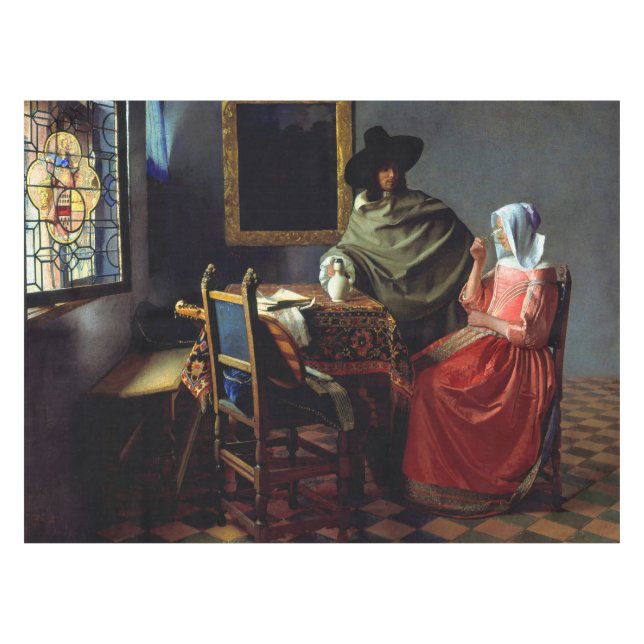 Johannes Vermeer - The Glass of Wine Tablecloth (Front (Horizontal))