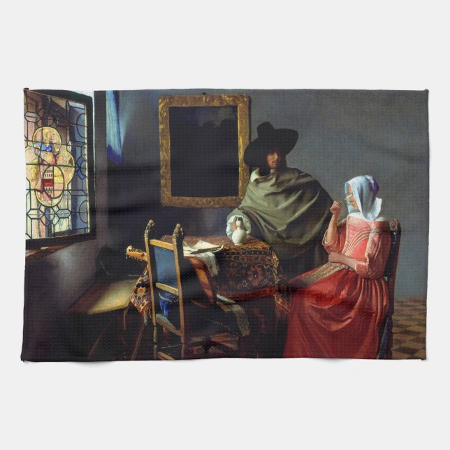 Johannes Vermeer - The Glass of Wine Tea Towel (Horizontal)