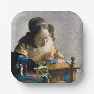 Johannes Vermeer - The Lacemaker Paper Plate