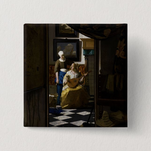 Johannes Vermeer - The Love Letter 15 Cm Square Badge (Front)