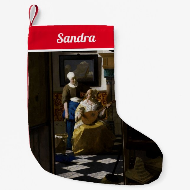Johannes Vermeer - The Love Letter Bandanna Small Christmas Stocking (Front)