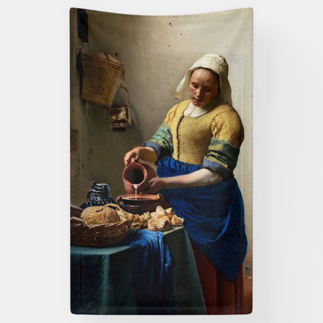 Johannes Vermeer - The Milkmaid Banner (Vertical)