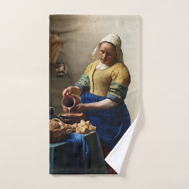Johannes Vermeer - The Milkmaid Bath Towel Set (Hand Towel)