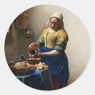 Johannes Vermeer - The Milkmaid Classic Round Sticker