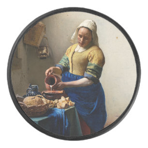 Johannes Vermeer - The Milkmaid Hockey Puck