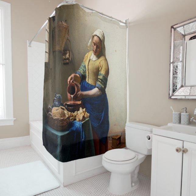 Johannes Vermeer - The Milkmaid Shower Curtain (In Situ)