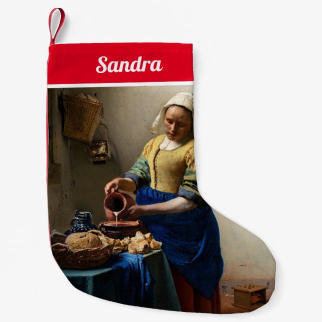 Johannes Vermeer - The Milkmaid Small Christmas Stocking (Front)