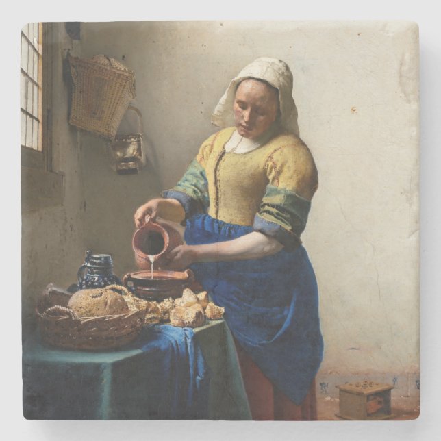 Johannes Vermeer - The Milkmaid Stone Coaster (Front)