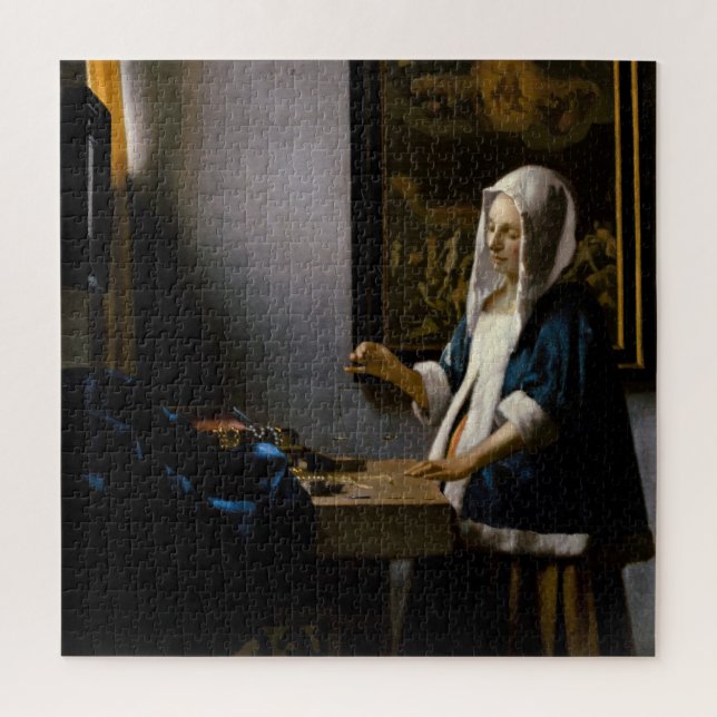 Johannes Vermeer - Woman Holding a Balance Jigsaw Puzzle (Vertical)