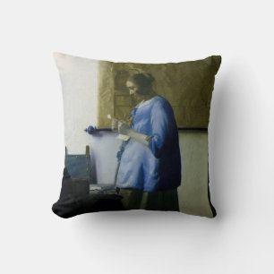 Johannes Vermeer - Woman in Blue Reading a Letter Cushion